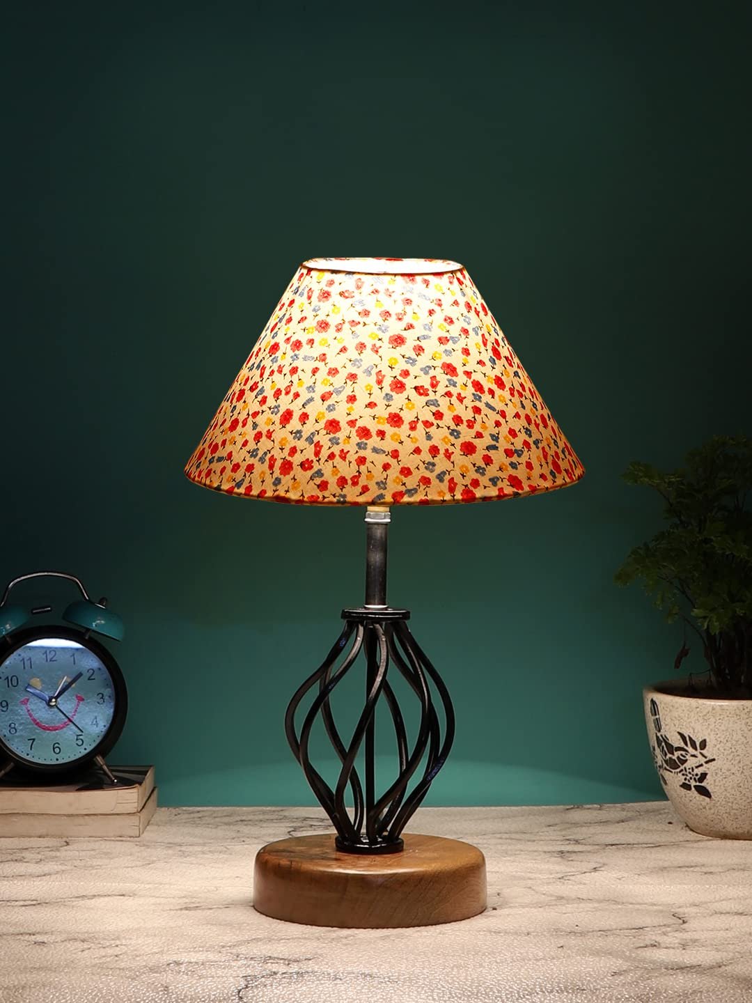 Multicolor Cotton Table lamp with Wood & Iron Base(15)