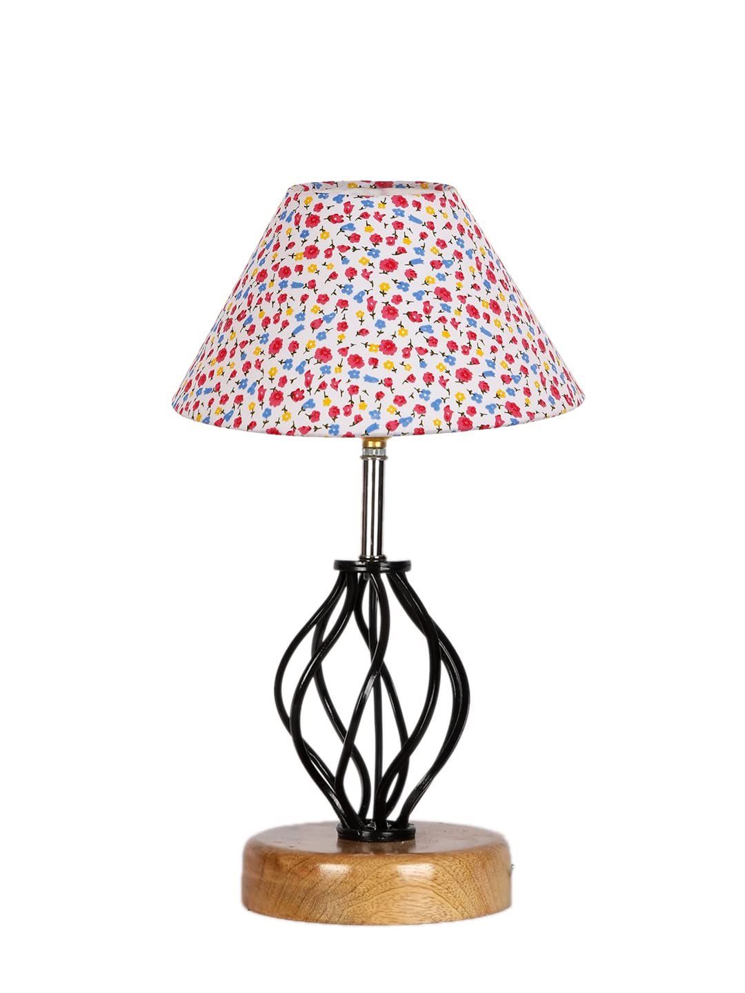 Multicolor Cotton Table lamp with Wood & Iron Base(15)