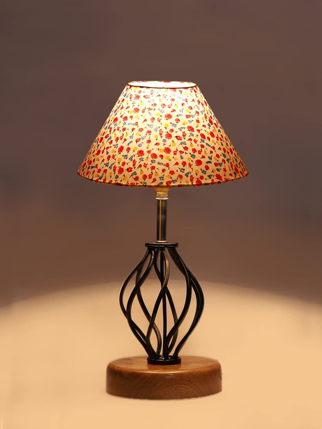 Multicolor Cotton Table lamp with Wood & Iron Base(15)