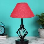 Pink Jute Table lamp with Iron Base(162)