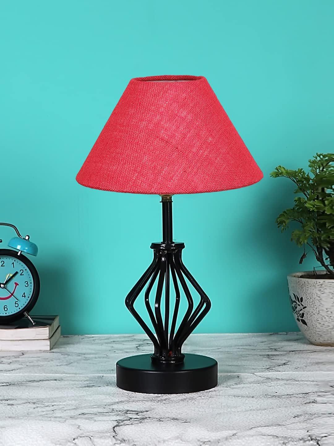 Pink Jute Table lamp with Iron Base(162)