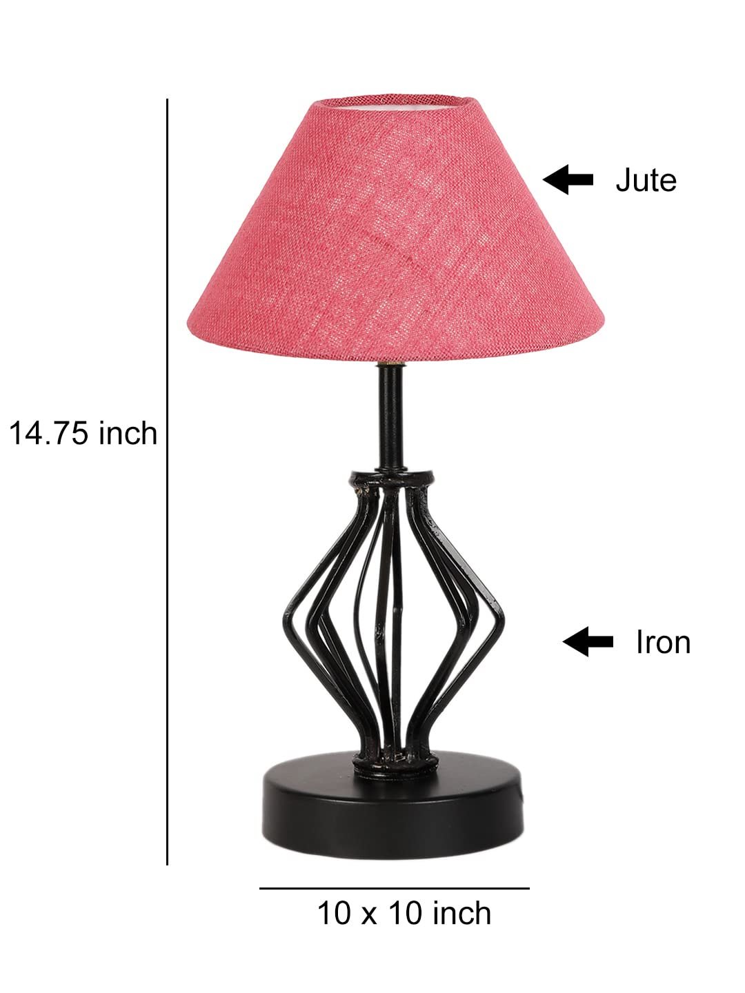 Pink Jute Table lamp with Iron Base(162)