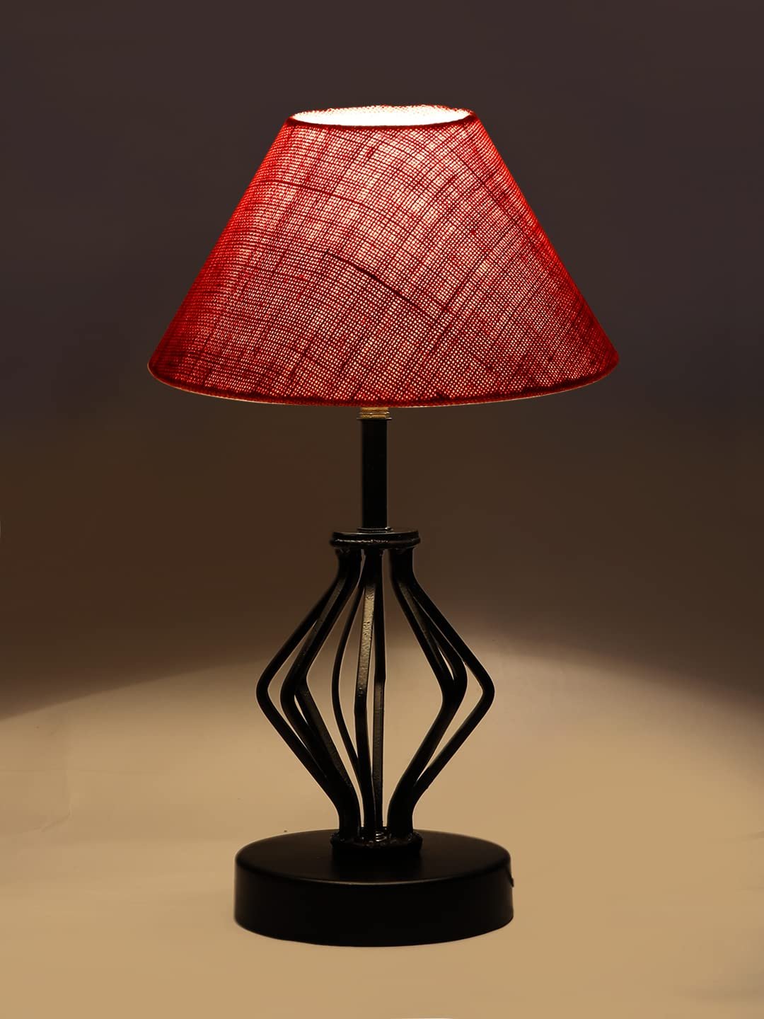 Pink Jute Table lamp with Iron Base(162)