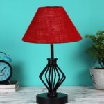 Maroon Jute Table lamp with Iron Base(163)