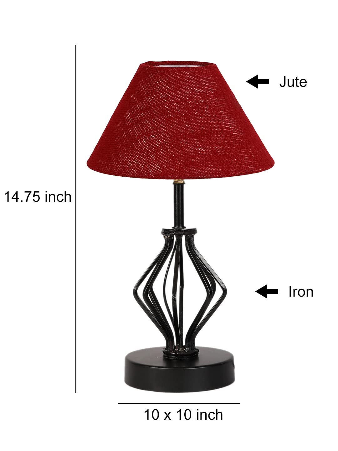 Maroon Jute Table lamp with Iron Base(163)