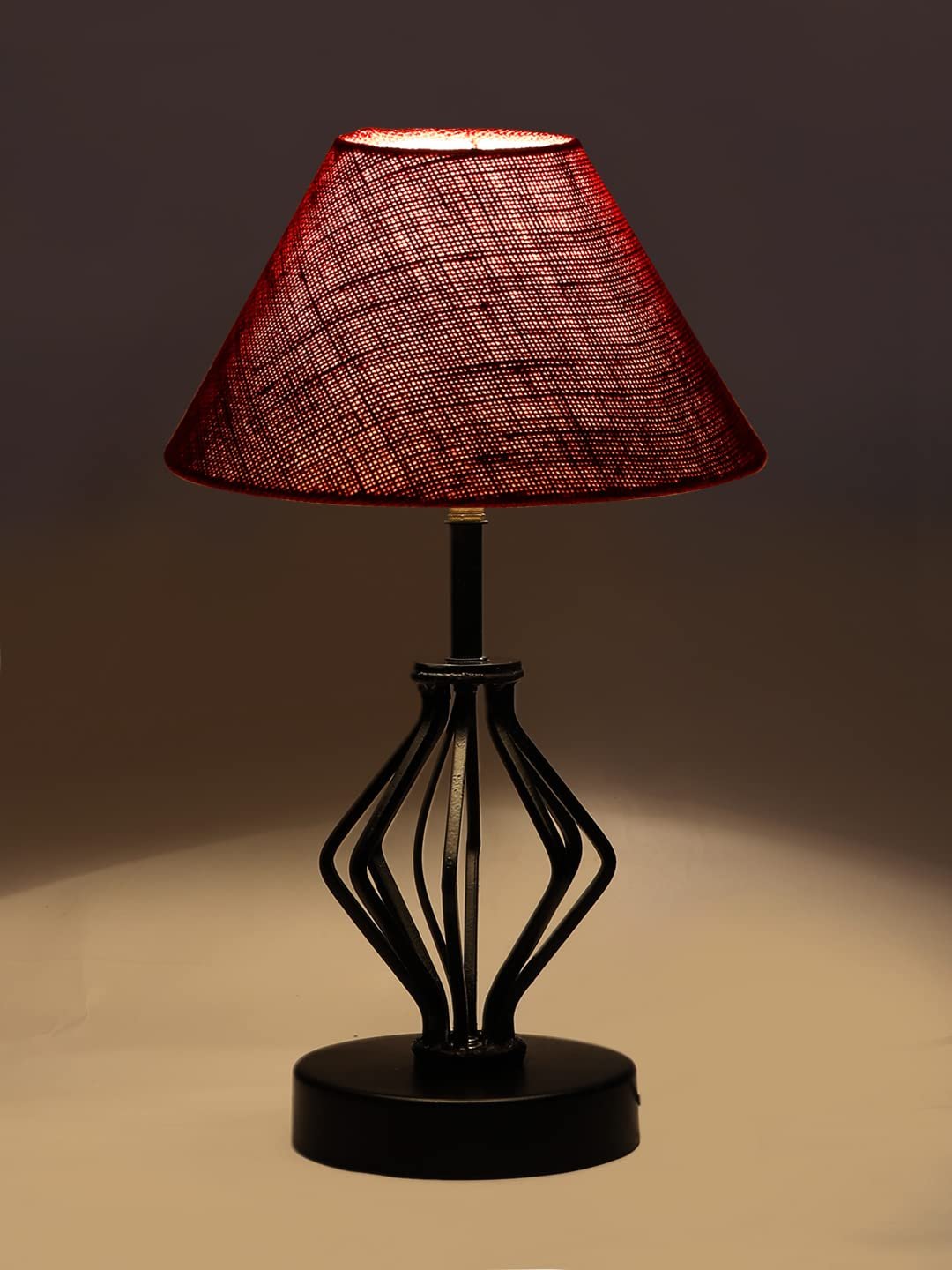 Maroon Jute Table lamp with Iron Base(163)