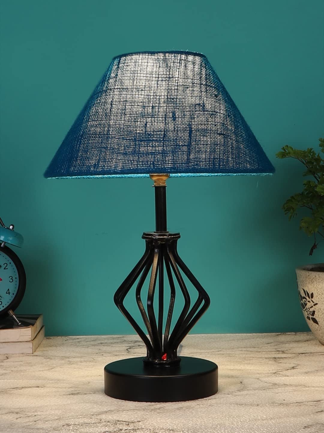 Turquoise Jute Table lamp with Iron Base(165)