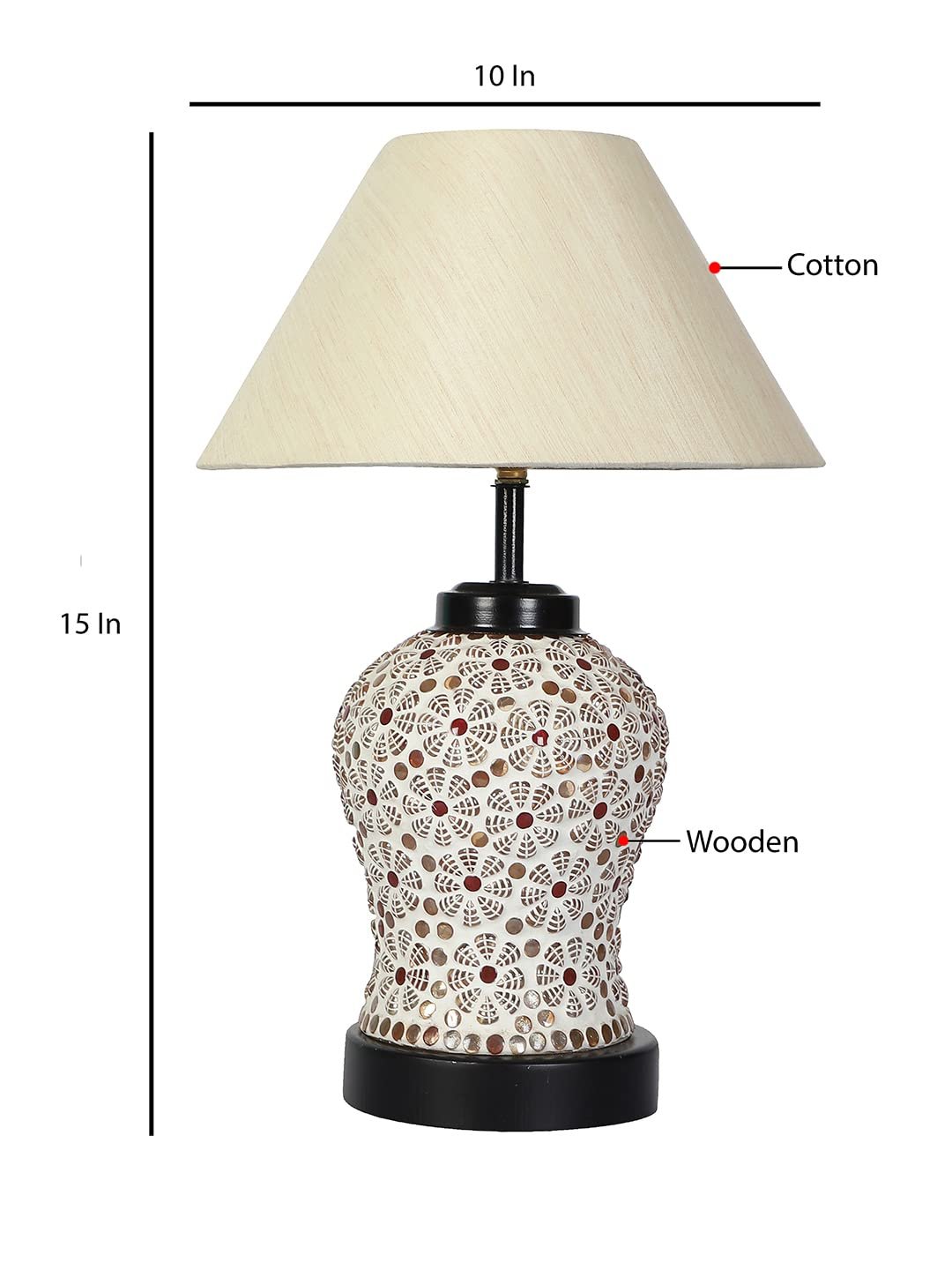 Off-White Cotton Glass Table lamp with Iron Base(171)