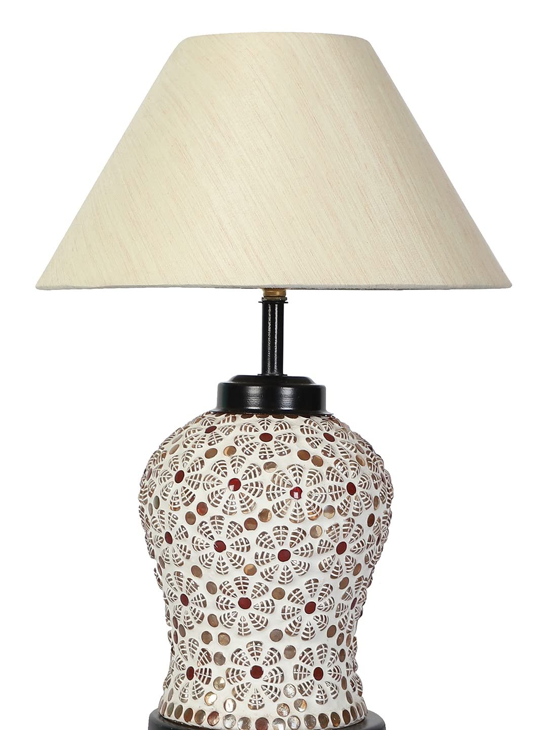 Off-White Cotton Glass Table lamp with Iron Base(171)