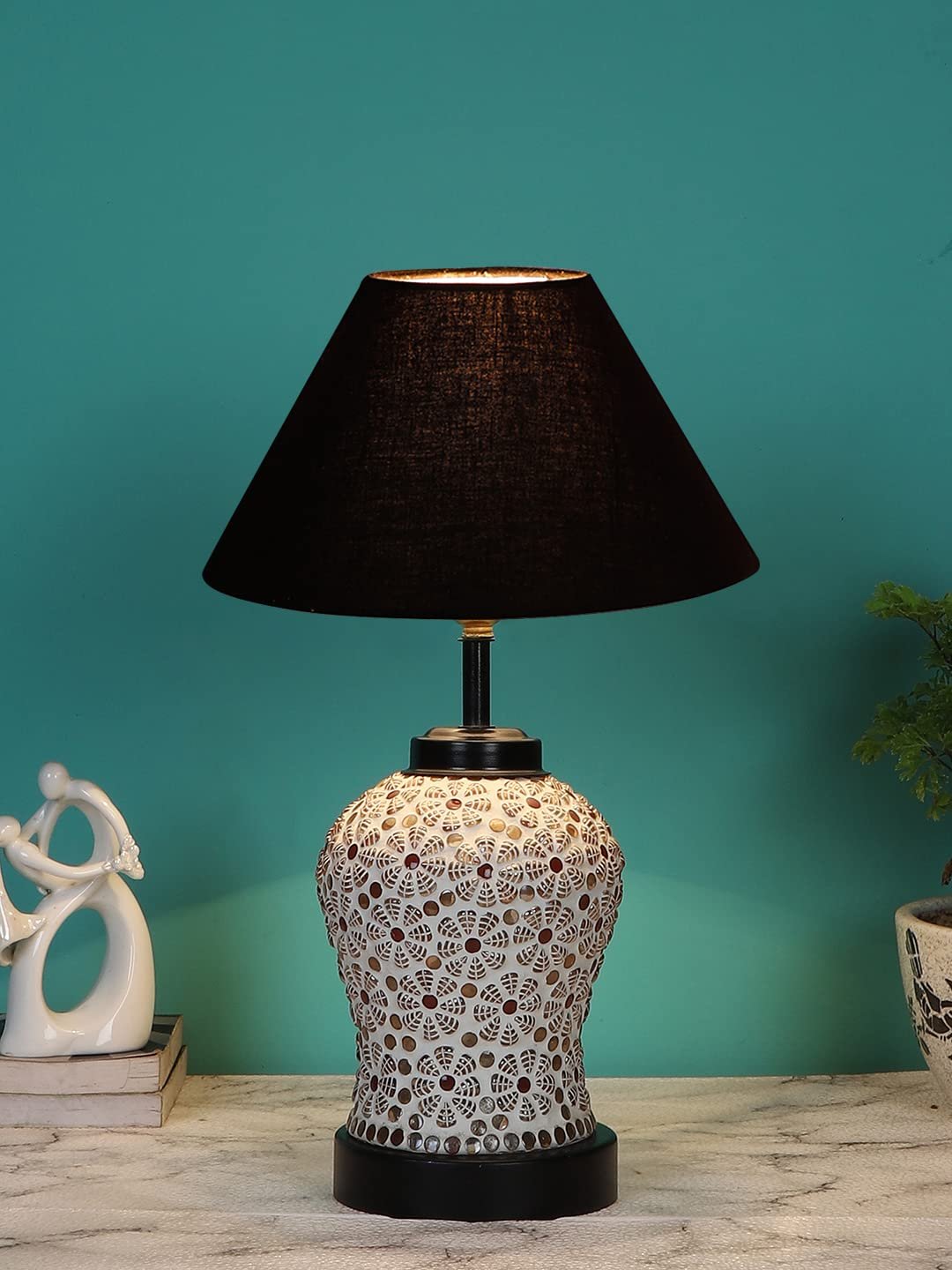 Black Cotton Glass Table lamp with Iron Base(172)