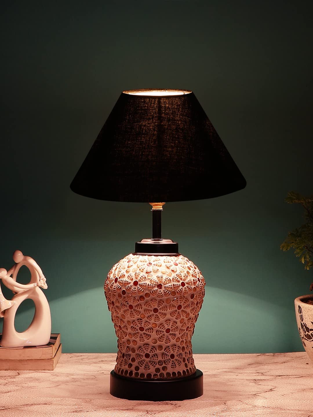 Black Cotton Glass Table lamp with Iron Base(172)