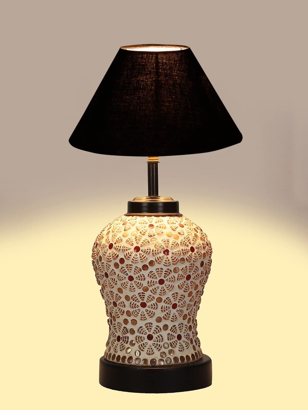Black Cotton Glass Table lamp with Iron Base(172)