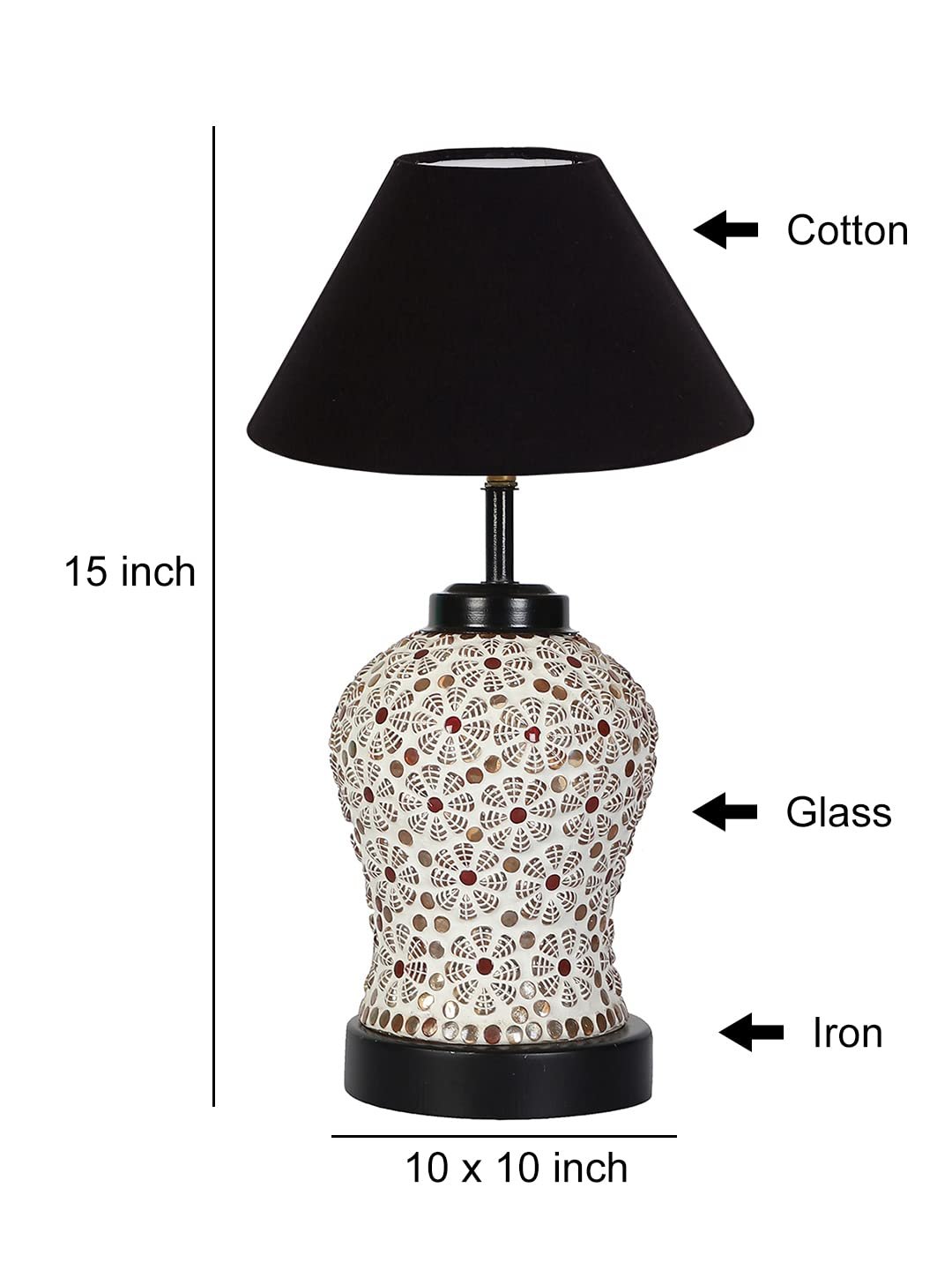 Black Cotton Glass Table lamp with Iron Base(172)