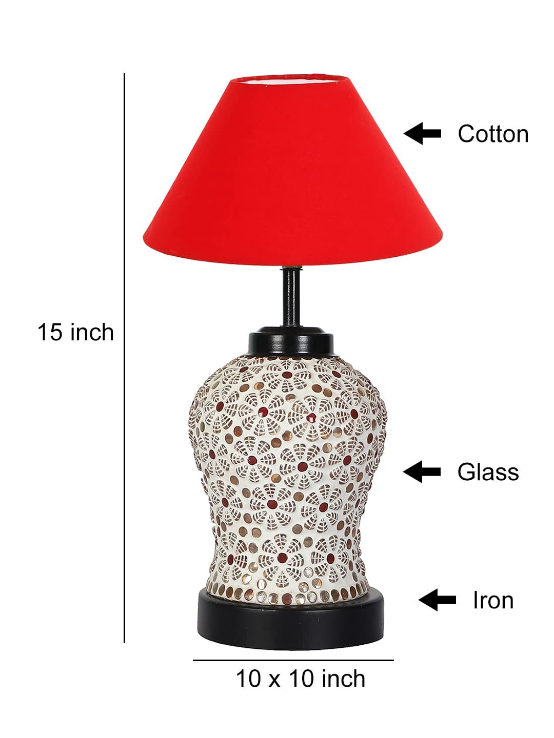 Red Cotton Glass Table lamp with Iron Base(173)