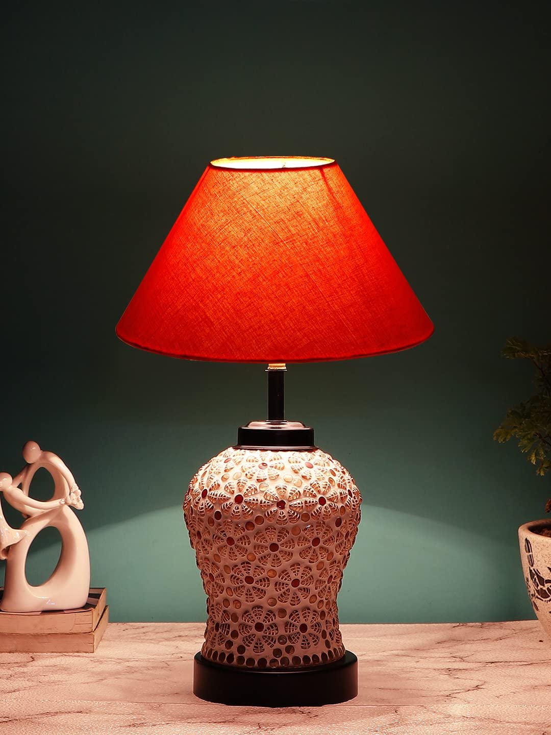 Orange Cotton Glass Table lamp with Iron Base(174)