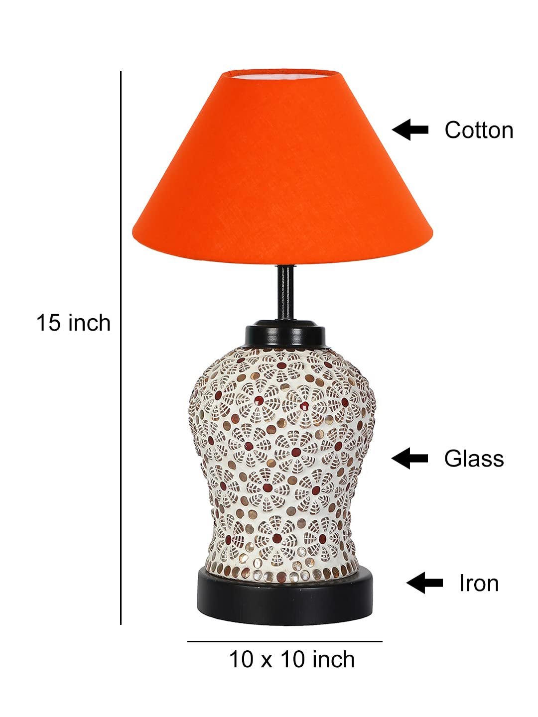 Orange Cotton Glass Table lamp with Iron Base(174)