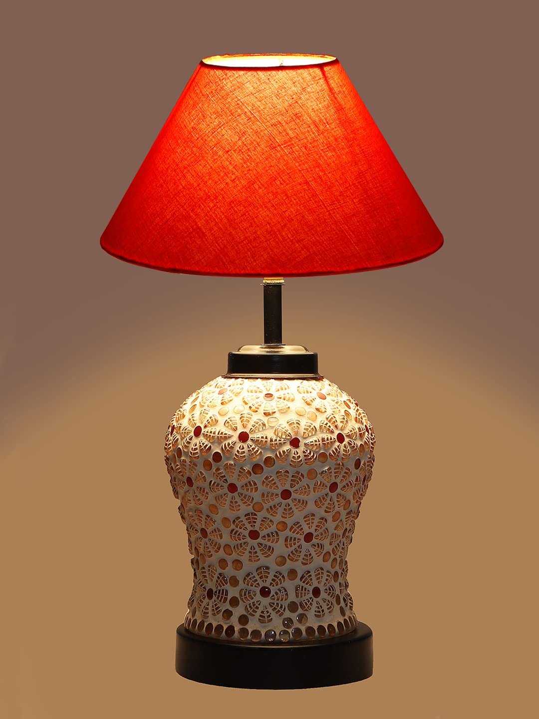 Orange Cotton Glass Table lamp with Iron Base(174)