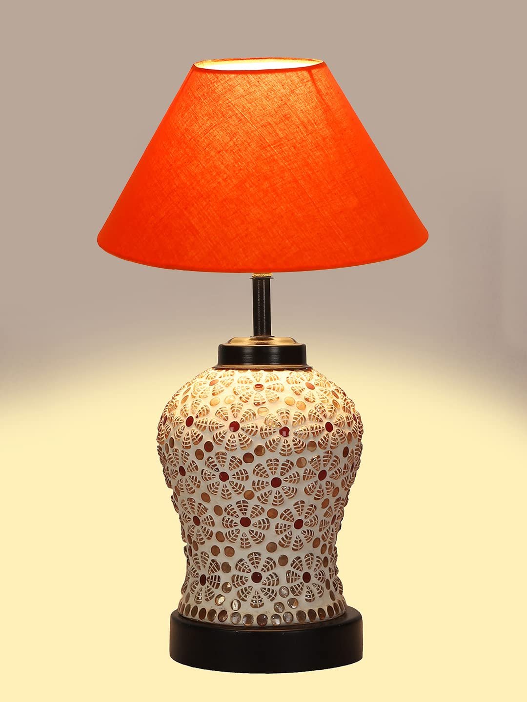 Orange Cotton Glass Table lamp with Iron Base(174)