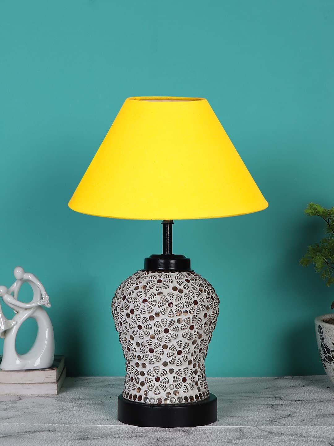 Yellow Cotton Glass Table lamp with Iron Base(175)
