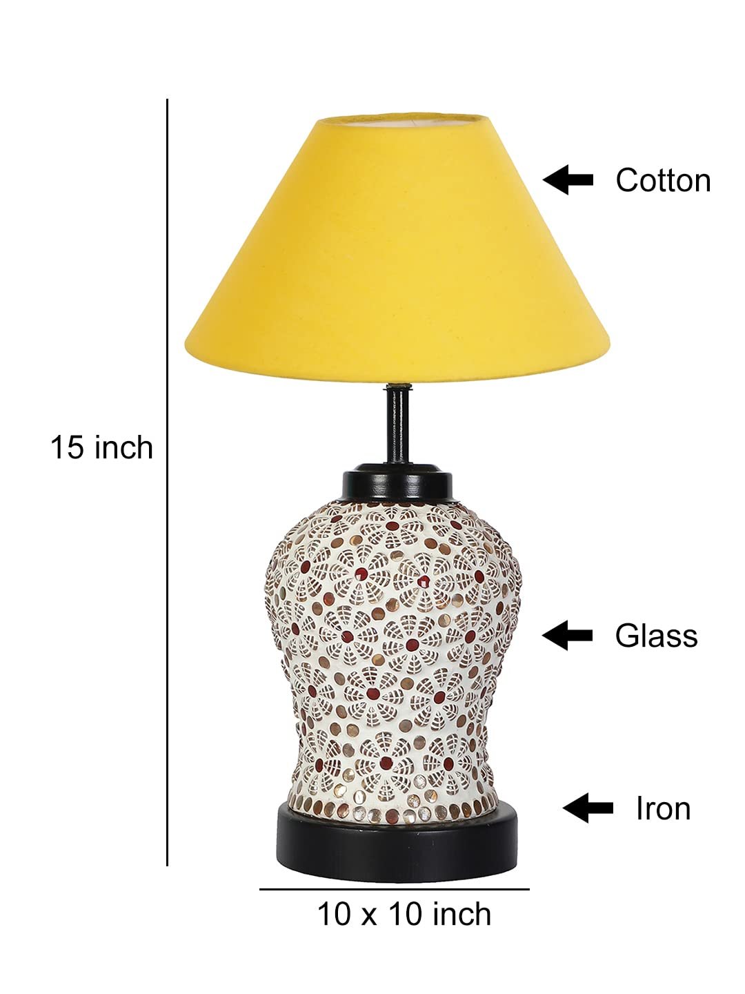 Yellow Cotton Glass Table lamp with Iron Base(175)