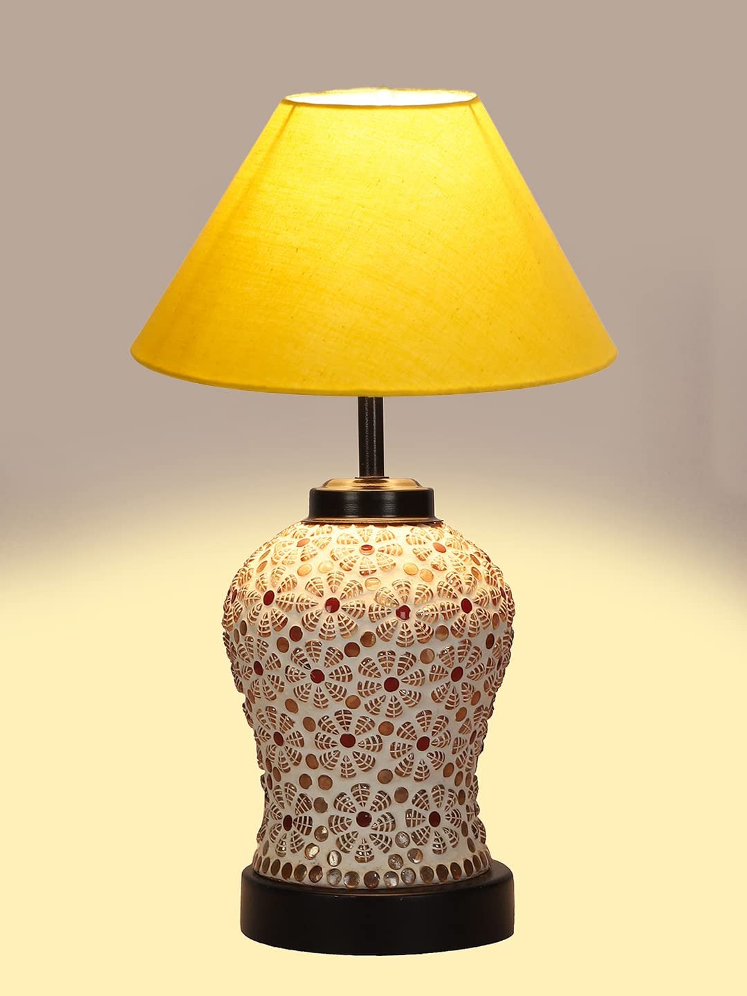 Yellow Cotton Glass Table lamp with Iron Base(175)