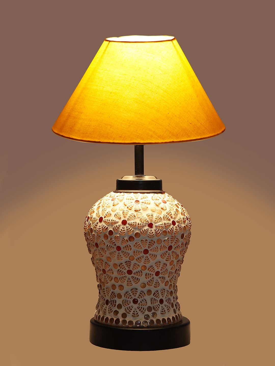 Yellow Cotton Glass Table lamp with Iron Base(175)