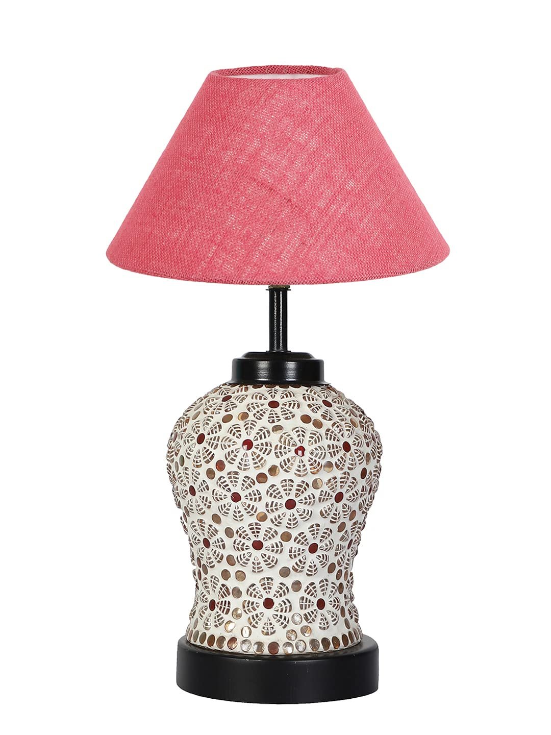 Pink Jute Glass Table lamp with Iron Base(179)