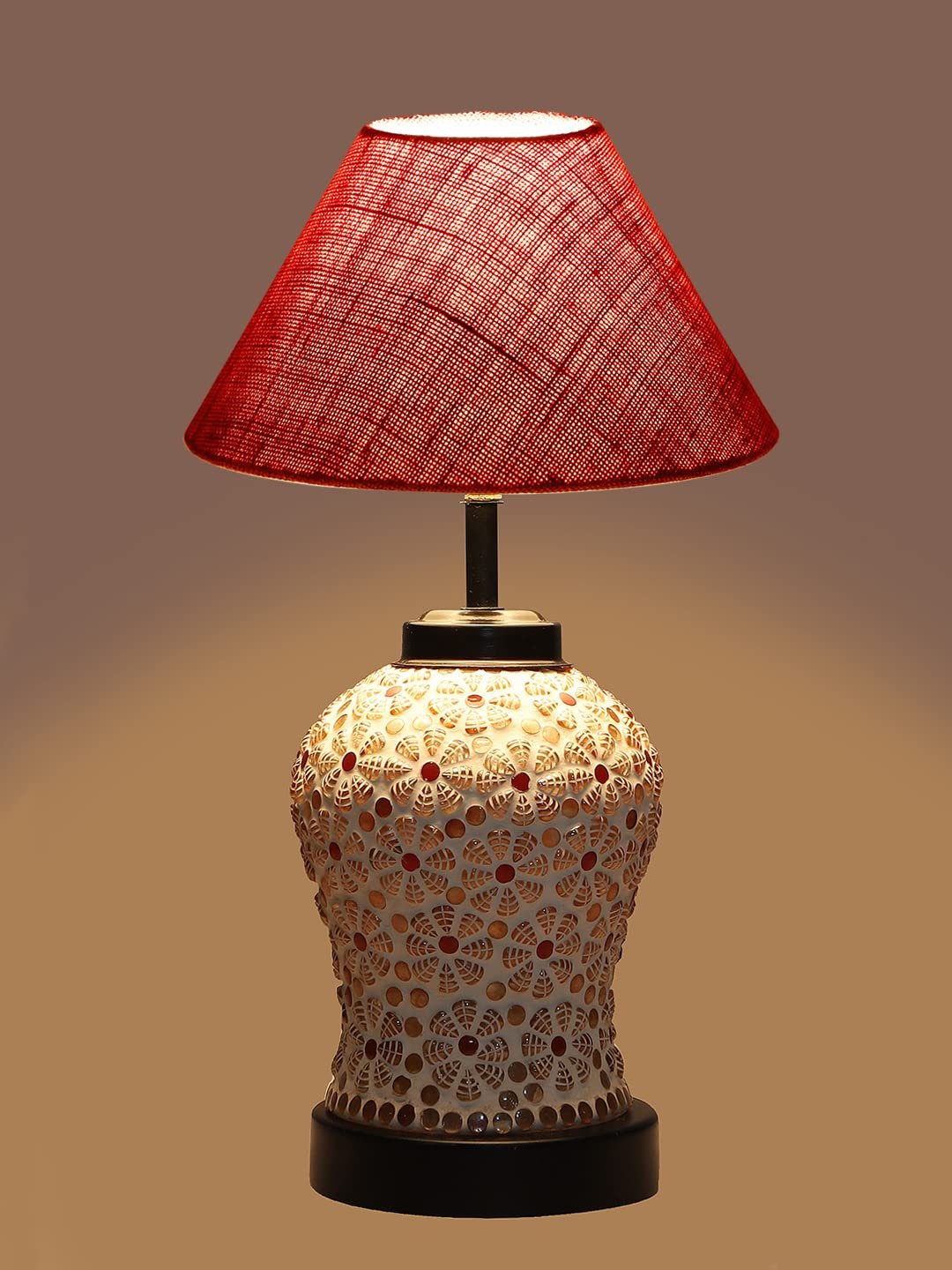 Pink Jute Glass Table lamp with Iron Base(179)