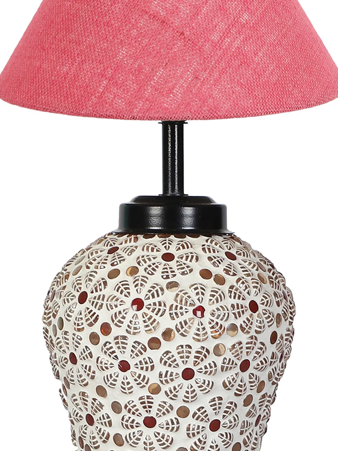 Pink Jute Glass Table lamp with Iron Base(179)