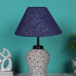Blue Jute Glass Table lamp with Iron Base(181)