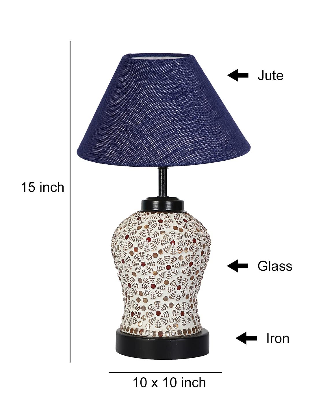 Blue Jute Glass Table lamp with Iron Base(181)