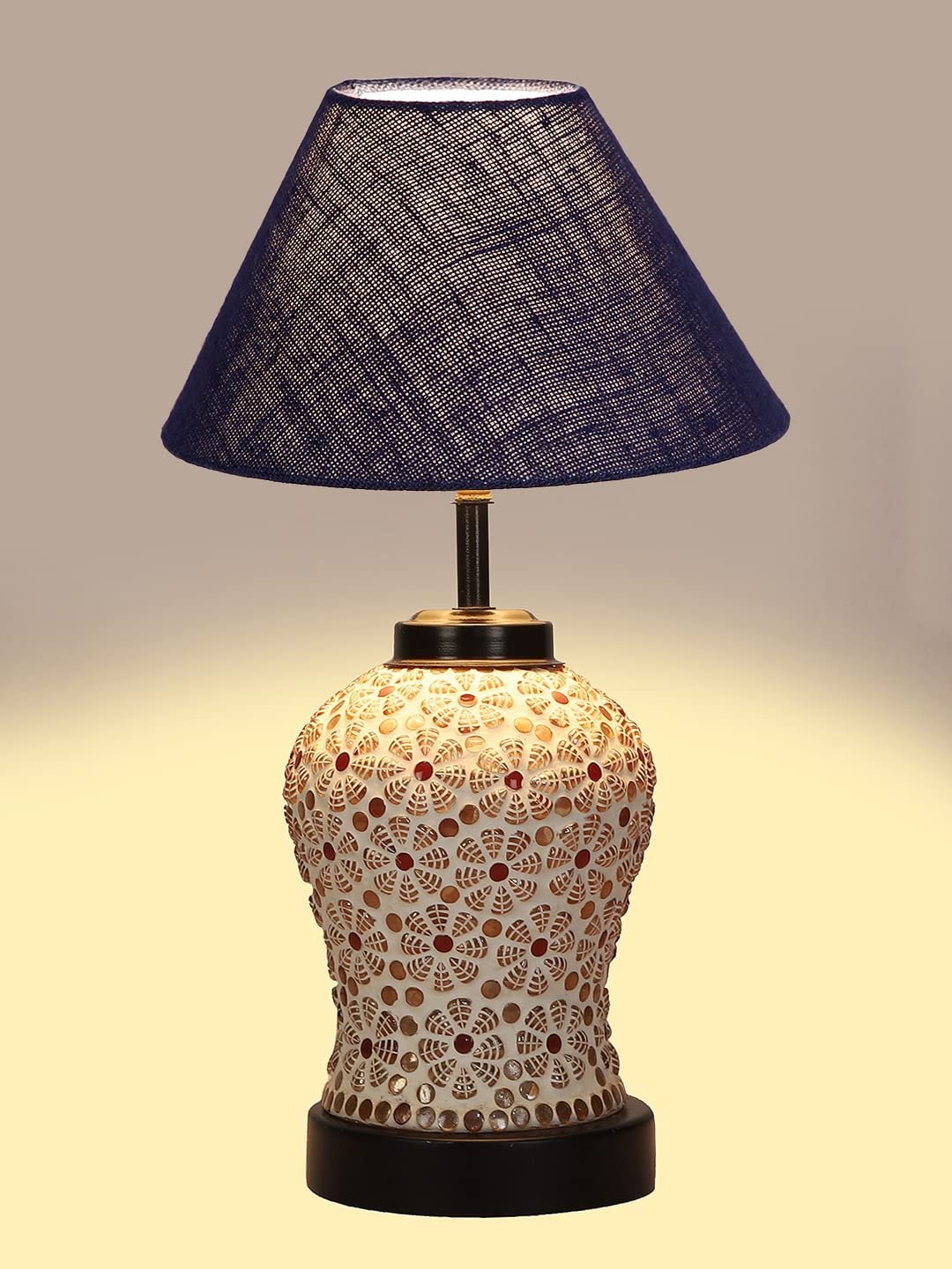 Blue Jute Glass Table lamp with Iron Base(181)