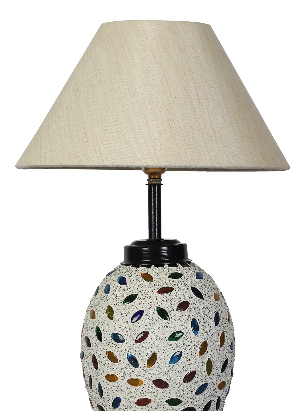 Off-White Cotton Glass Table lamp with Iron Base(188)