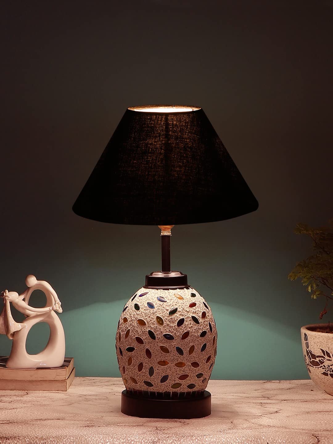 Black Cotton Glass Table lamp with Iron Base(189)