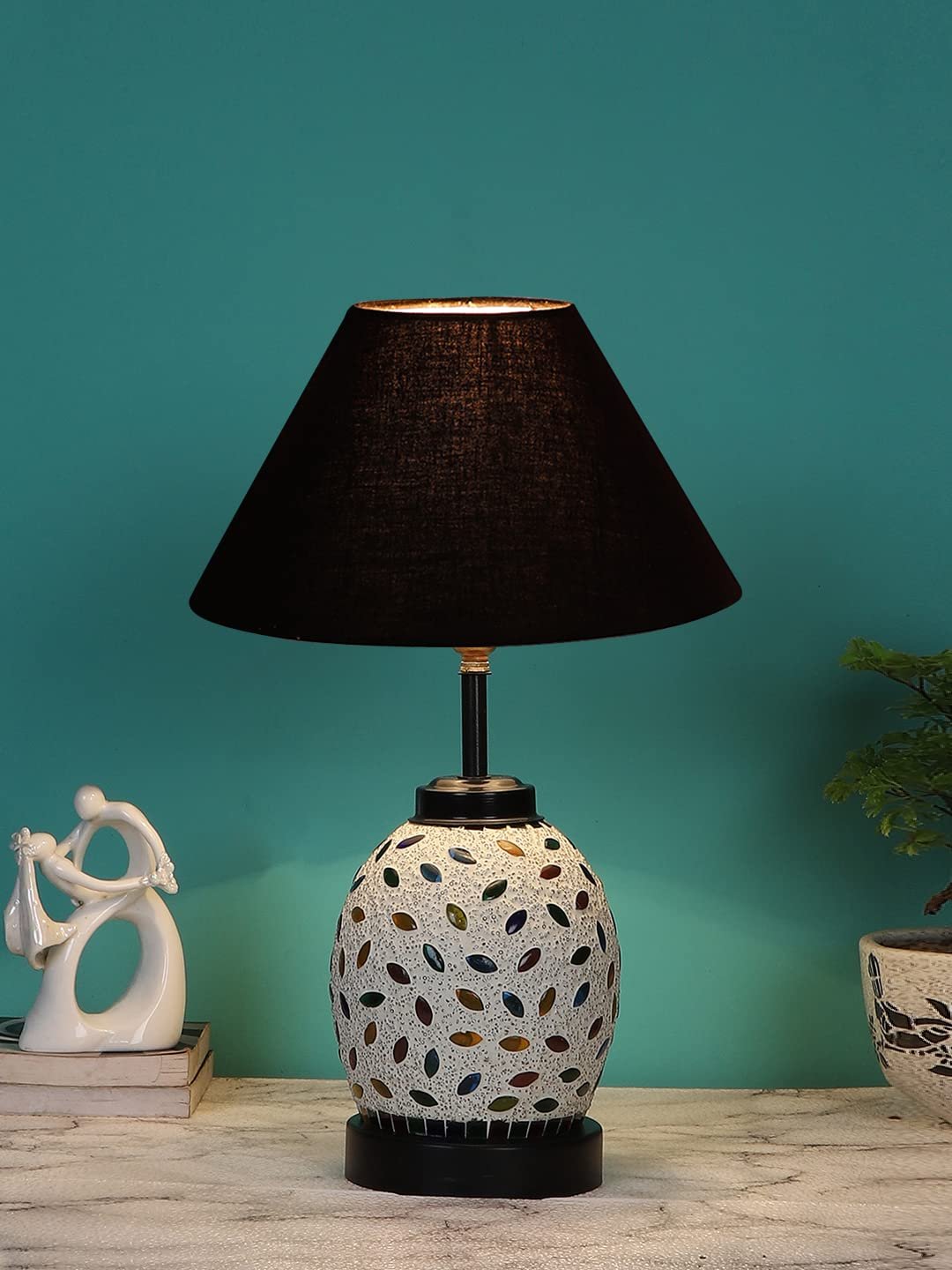 Black Cotton Glass Table lamp with Iron Base(189)