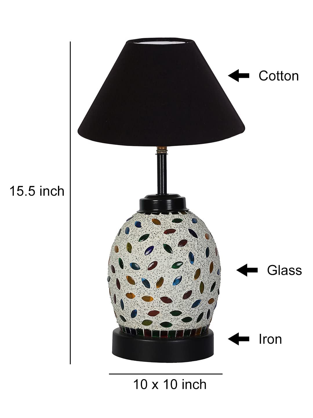 Black Cotton Glass Table lamp with Iron Base(189)