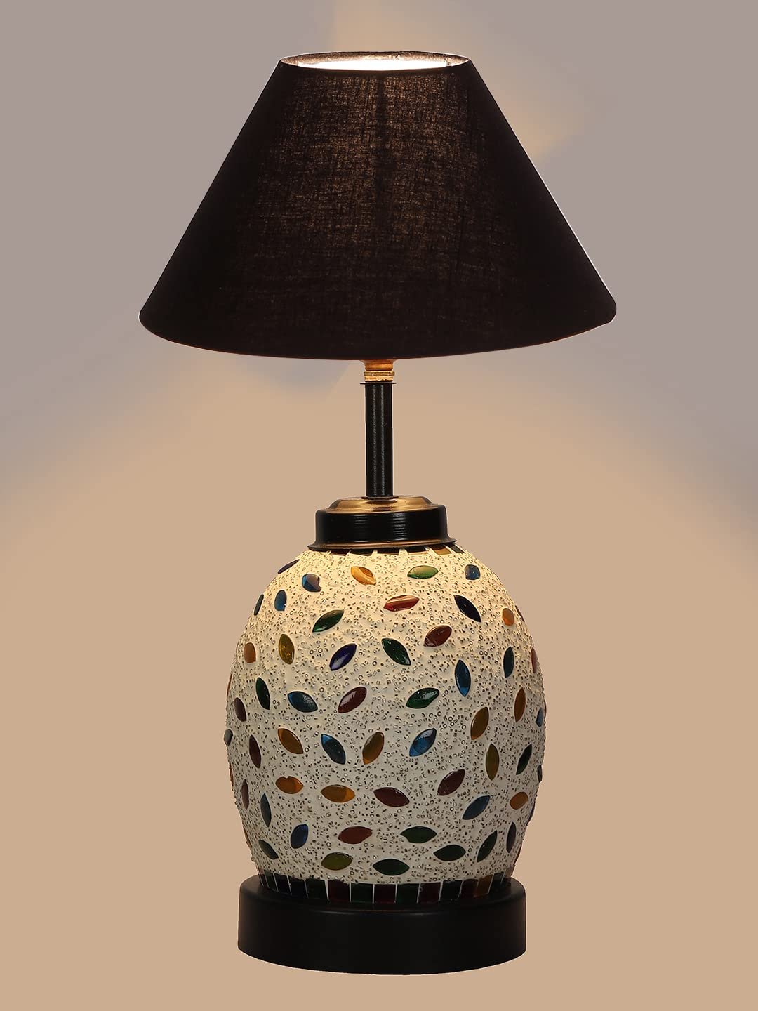 Black Cotton Glass Table lamp with Iron Base(189)