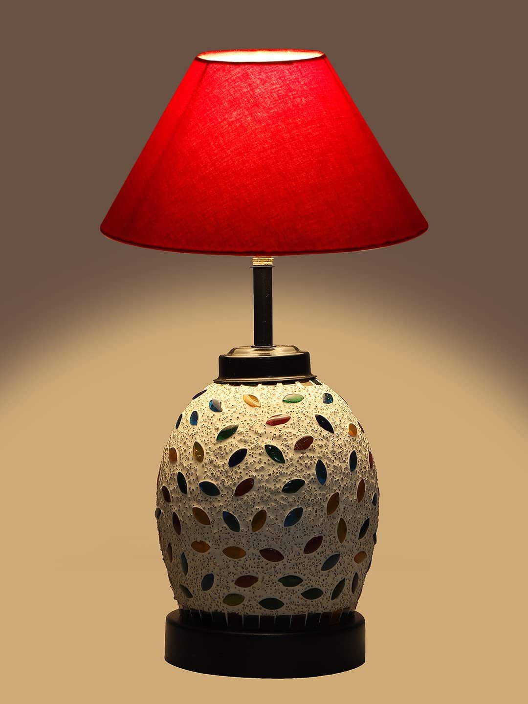 Red Cotton Glass Table lamp with Iron Base(190)