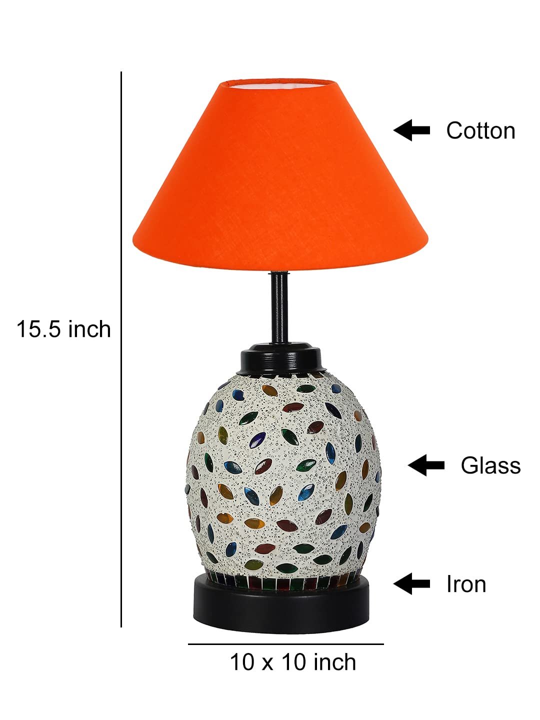 Orange Cotton Glass Table lamp with Iron Base(191)