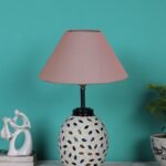 Grey Cotton Glass Table lamp with Iron Base(193)