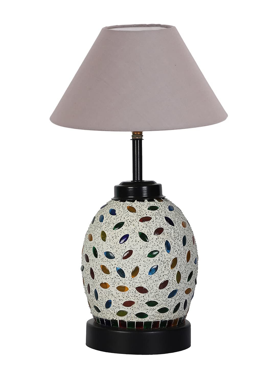 Grey Cotton Glass Table lamp with Iron Base(193)