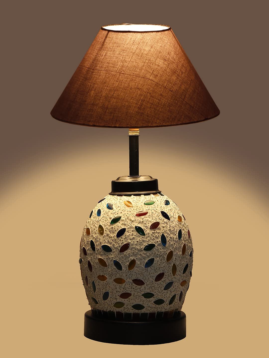 Grey Cotton Glass Table lamp with Iron Base(193)