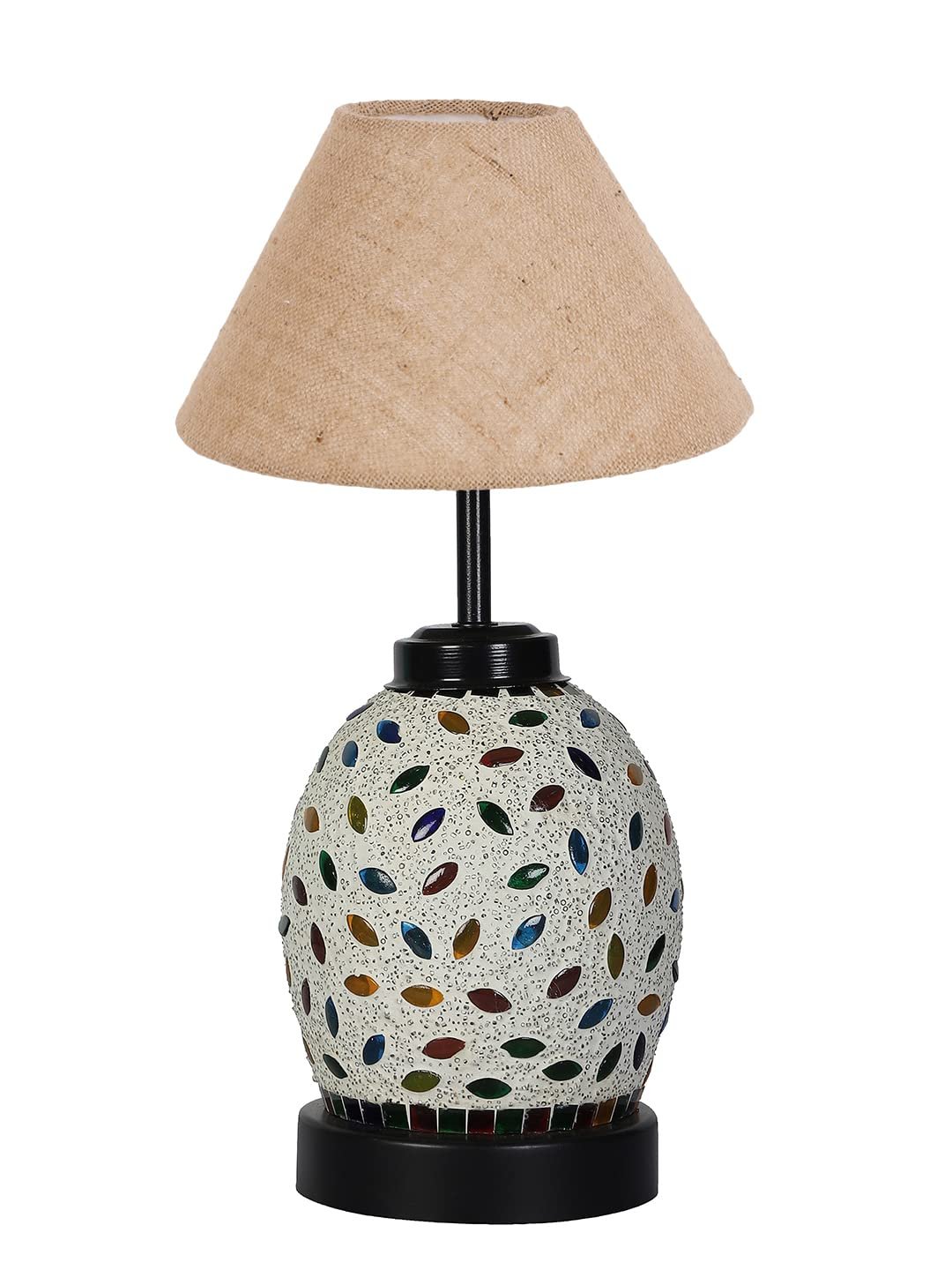 Beige Jute Glass Table lamp with Iron Base(195)