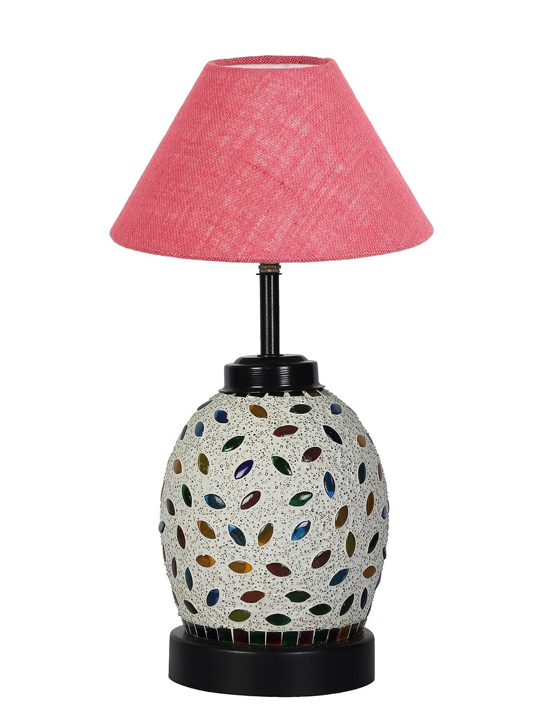 Pink Jute Glass Table lamp with Iron Base(196)
