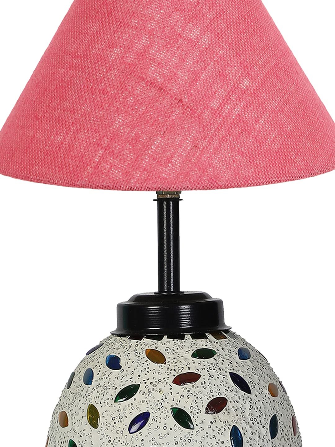 Pink Jute Glass Table lamp with Iron Base(196)