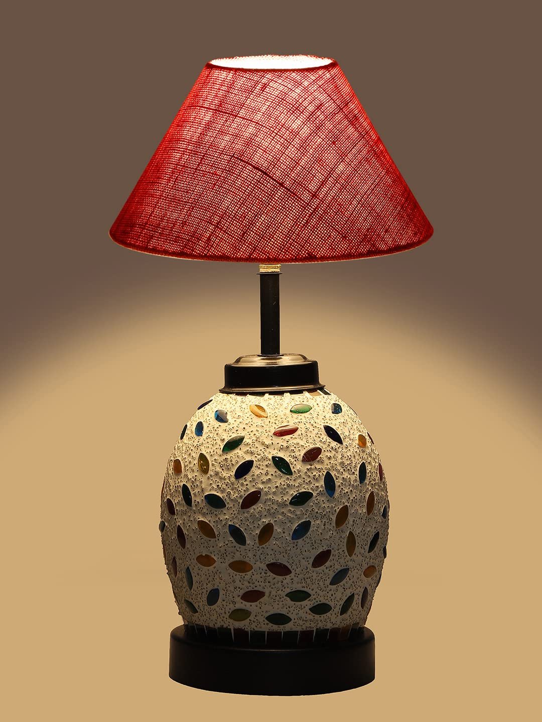 Pink Jute Glass Table lamp with Iron Base(196)