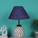 Blue Jute Glass Table lamp with Iron Base(198)