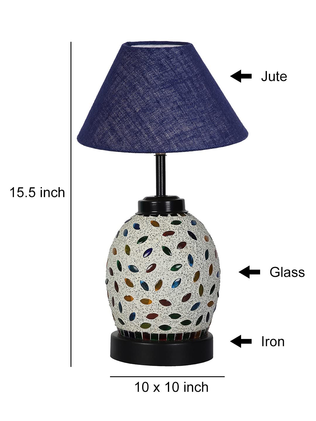 Blue Jute Glass Table lamp with Iron Base(198)
