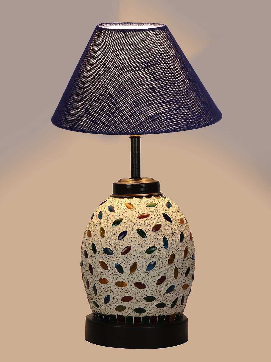Blue Jute Glass Table lamp with Iron Base(198)