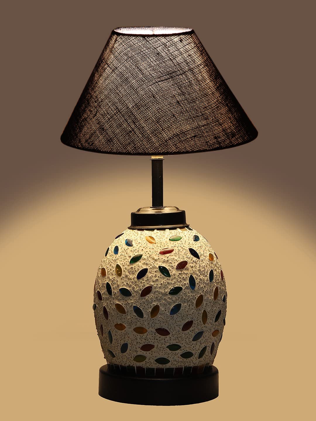 Blue Jute Glass Table lamp with Iron Base(198)